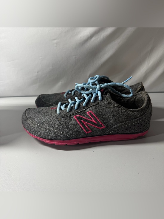 New Balance Shoes - New Balance Gray Sneaker with Pink Accents and Light Blue Laces